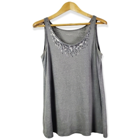 Eileen Fisher Linen Jersey Tank with Sequins, EUC, Size S - Picture 1 of 7